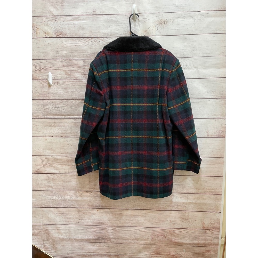 VINTAGE‎ MENS PENDLETON PLAID WOOL COAT WITH FAUX FUR COLLAR - Picture 7 of 16